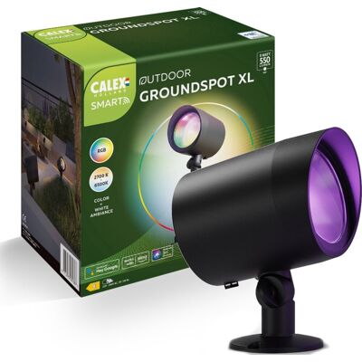 Calex smart outdoor led xl grondspot - slimme tuinverlichting waterdicht - prikspot - rgb en warm wit licht - tuinspot 9w - zwart Calex smart outdoor led xl grondspot - slimme tuinverlichting waterdicht - prikspot - rgb en warm wit licht - tuinspot 9w - zwart