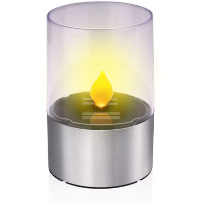 Grundig led kaars op zonne-energie - solar kaars met geel flikkerend licht - solar tafellamp van rvs ip44 - solar lantaarn voor sfeerverlichting tuin - buitenverlichting - ø7,5 x 11 cm Grundig led kaars op zonne-energie - solar kaars met geel flikkerend licht - solar tafellamp van rvs ip44 - solar lantaarn voor sfeerverlichting tuin - buitenverlichting - ø7,5 x 11 cm