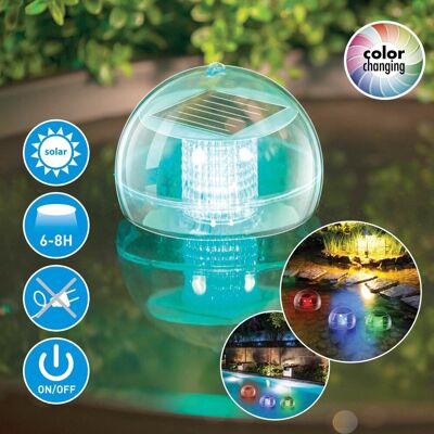 Grundig solar drijvende tuinverlichting - kleurverandering led - ip44 drupwaterbestendig - brandduur 6-8 uur - met ophanghaak - multicolor Grundig solar drijvende tuinverlichting - kleurverandering led - ip44 drupwaterbestendig - brandduur 6-8 uur - met ophanghaak - multicolor