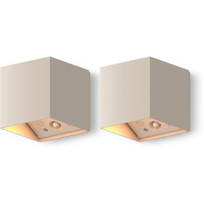 Calex falerna wandlamp - 2 stuks - buitenlamp met bewegingssensor - up en down tuinverlichting - dimbaar - oplaadbaar - zand Calex falerna wandlamp - 2 stuks - buitenlamp met bewegingssensor - up en down tuinverlichting - dimbaar - oplaadbaar - zand