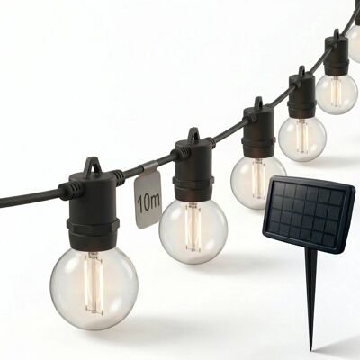 Calex vista solar lichtsnoer voor buiten 10 meter - led lichtslinger met 20 lampjes - warm wit licht - zonne-energie tuinverlichting - sfeerverlichting voor de kerstdagen Calex vista solar lichtsnoer voor buiten 10 meter - led lichtslinger met 20 lampjes - warm wit licht - zonne-energie tuinverlichting - sfeerverlichting voor de kerstdagen