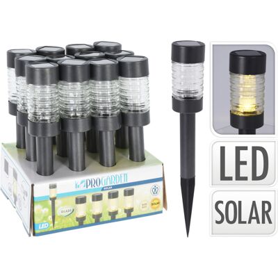 Pro Garden solarlamp antraciet rvs & glas Pro Garden solarlamp antraciet rvs & glas