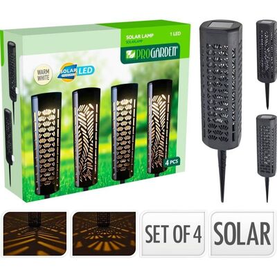 Pro Garden solar design tuinlampen 4 stuks zwart Pro Garden solar design tuinlampen 4 stuks zwart