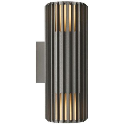Enzo Nordlux wandlamp aludra rond dubbel 2x e27 zilver antraciet ip54 - 4800944 Enzo Nordlux wandlamp aludra rond dubbel 2x e27 zilver antraciet ip54 - 4800944
