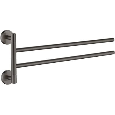 Plieger vigo handdoekhouder - handdoekhouder badkamer 45 cm - dubbel - rvs - wandmontage - 10 jaar garantie - geborsteld gunmetal Plieger vigo handdoekhouder - handdoekhouder badkamer 45 cm - dubbel - rvs - wandmontage - 10 jaar garantie - geborsteld gunmetal