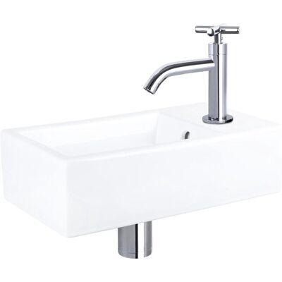 Differnz force fonteinset - keramiek - kraan kruis chroom - 40 x 22 x 11.5 cm Differnz force fonteinset - keramiek - kraan kruis chroom - 40 x 22 x 11.5 cm
