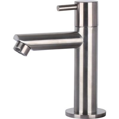 Differnz koudwaterkraan recht - wastafelkraan toiletkraan - messing - mat chroom - 1 hendel - compact 13,5 x 10,8 cm - inclusief bevestigingsmateriaal - zonder waste of ketting Differnz koudwaterkraan recht - wastafelkraan toiletkraan - messing - mat chroom - 1 hendel - compact 13,5 x 10,8 cm - inclusief bevestigingsmateriaal - zonder waste of ketting