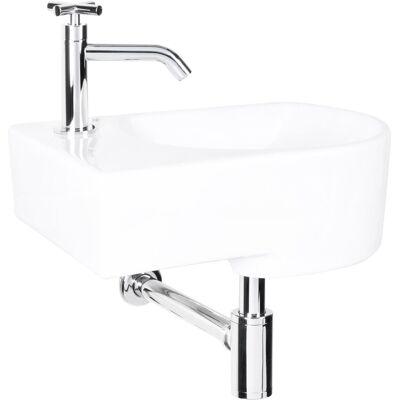 Differnz appollo fontein toilet links - set - fontein 41 x 27 cm inclusief fonteinkraan en sifon - keramiek - wit Differnz appollo fontein toilet links - set - fontein 41 x 27 cm inclusief fonteinkraan en sifon - keramiek - wit