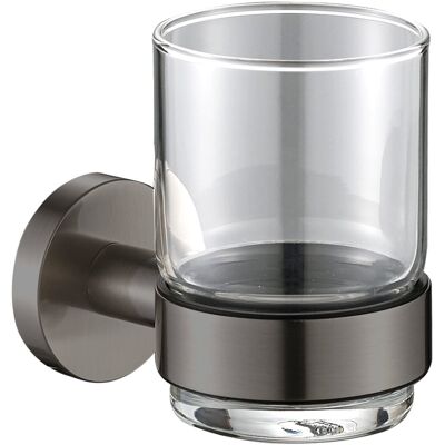 Plieger vigo bekerhouder - glazen beker - bekerhouder badkamer - wandmontage - 10 jaar garantie - geborsteld gunmetal Plieger vigo bekerhouder - glazen beker - bekerhouder badkamer - wandmontage - 10 jaar garantie - geborsteld gunmetal