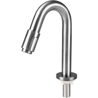 Differnz koudwaterkraan gebogen - fonteinkraan voor badkamer of toilet - vervaardigd uit messing - hoge uitloop - modern design - zonder draaiknop - hoogte 19 cm - kleur mat chroom Differnz koudwaterkraan gebogen - fonteinkraan voor badkamer of toilet - vervaardigd uit messing - hoge uitloop - modern design - zonder draaiknop - hoogte 19 cm - kleur mat chroom