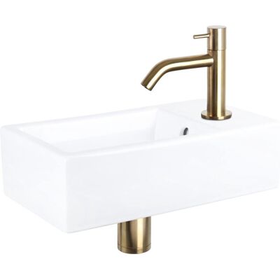Differnz force fonteinset - keramiek - kraan gebogen mat goud - 40 x 22 x 11.5 cm Differnz force fonteinset - keramiek - kraan gebogen mat goud - 40 x 22 x 11.5 cm