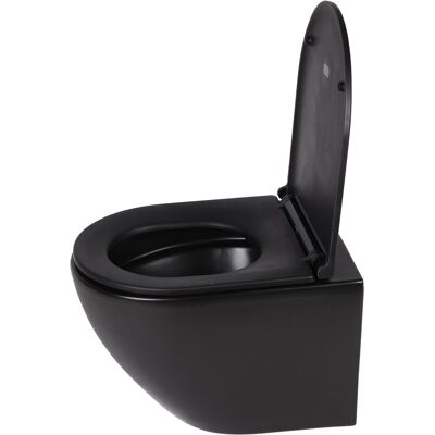 Differnz wand toilet rimless - keramiek wandcloset inclusief toiletzitting - zonder spoelrand - tornado flush spoeltechniek - softclose sluiting - afmetingen 49 x 36 x 37 cm - kleur zwart Differnz wand toilet rimless - keramiek wandcloset inclusief toiletzitting - zonder spoelrand - tornado flush spoeltechniek - softclose sluiting - afmetingen 49 x 36 x 37 cm - kleur zwart