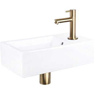 Differnz force fonteinset - keramiek - kraan recht mat goud - 40 x 22 x 11.5 cm Differnz force fonteinset - keramiek - kraan recht mat goud - 40 x 22 x 11.5 cm