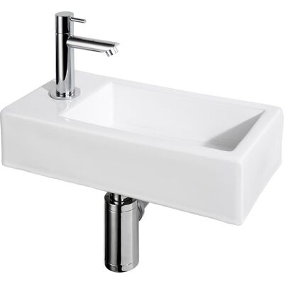 Differnz fonteinset helios - wit - incl. kraan - kraangat links Differnz fonteinset helios - wit - incl. kraan - kraangat links