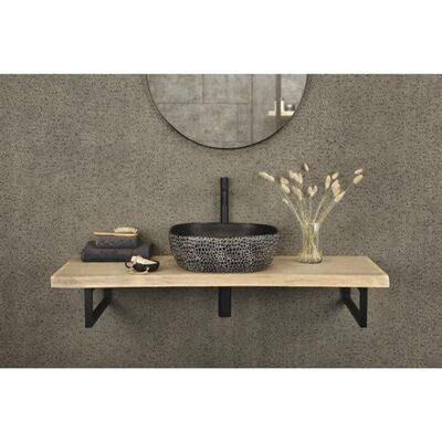Differnz snake waskom - opbouw wastafel voor de badkamer - ovaal model - vervaardigd uit keramiek - afmetingen 42 x 42 cm - kleur zwart/beige - inclusief 2 jaar fabrieksgarantie Differnz snake waskom - opbouw wastafel voor de badkamer - ovaal model - vervaardigd uit keramiek - afmetingen 42 x 42 cm - kleur zwart/beige - inclusief 2 jaar fabrieksgarantie