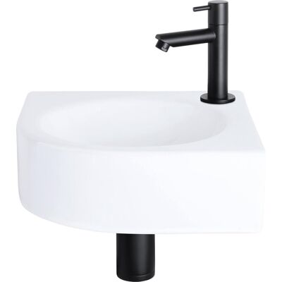 Differnz cleo fonteinset - keramiek - kraan recht mat zwart - 30 x 30 x 10 cm Differnz cleo fonteinset - keramiek - kraan recht mat zwart - 30 x 30 x 10 cm