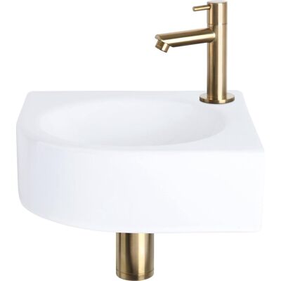 Differnz cleo fonteinset - keramiek - kraan recht mat goud - 30 x 30 x 10 cm Differnz cleo fonteinset - keramiek - kraan recht mat goud - 30 x 30 x 10 cm