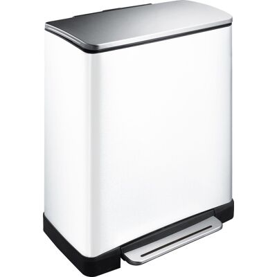 EKO - e-cube recycling pedaalemmer 28+18 liter - stainless steel plastic - wit, mat rvs - prullenbak EKO - e-cube recycling pedaalemmer 28+18 liter - stainless steel plastic - wit, mat rvs - prullenbak