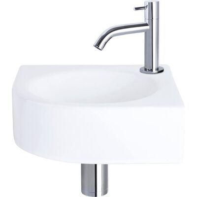 Differnz cleo fonteinset - keramiek - kraan gebogen chroom - 30 x 30 x 10 cm Differnz cleo fonteinset - keramiek - kraan gebogen chroom - 30 x 30 x 10 cm