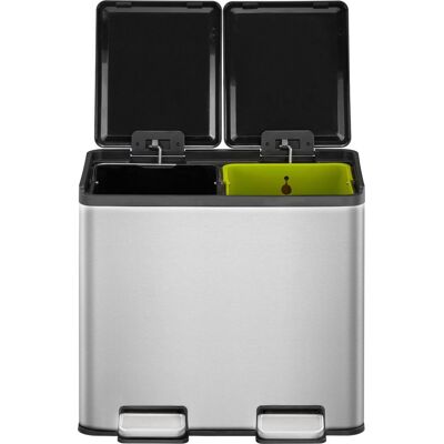 EKO - essential splitted recycler pedaalemmer 10+10 liter - stainless steel - mat rvs - prullenbak EKO - essential splitted recycler pedaalemmer 10+10 liter - stainless steel - mat rvs - prullenbak