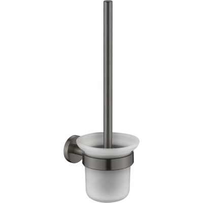 Plieger vigo wc borstel - toiletborstel met houder glas - wandhouder - 10 jaar garantie - geborsteld gunmetal Plieger vigo wc borstel - toiletborstel met houder glas - wandhouder - 10 jaar garantie - geborsteld gunmetal