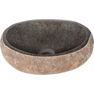 Differnz waskom nusa ø35-39 x 15 cm - wasbak natuursteen zonder overloop - opzetwastafel opbouw - spoelbak ronde vorm - badkamer accessoire - grijs Differnz waskom nusa ø35-39 x 15 cm - wasbak natuursteen zonder overloop - opzetwastafel opbouw - spoelbak ronde vorm - badkamer accessoire - grijs