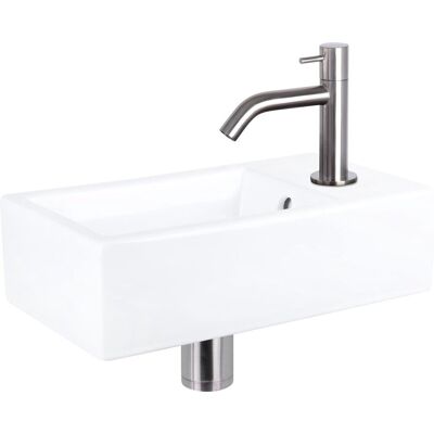 Differnz force fonteinset - keramiek - kraan gebogen mat chroom - 40 x 22 x 11.5 cm Differnz force fonteinset - keramiek - kraan gebogen mat chroom - 40 x 22 x 11.5 cm