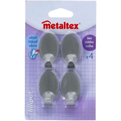 Metaltex plakhaak ovaal 4 stuks - chroom Metaltex plakhaak ovaal 4 stuks - chroom