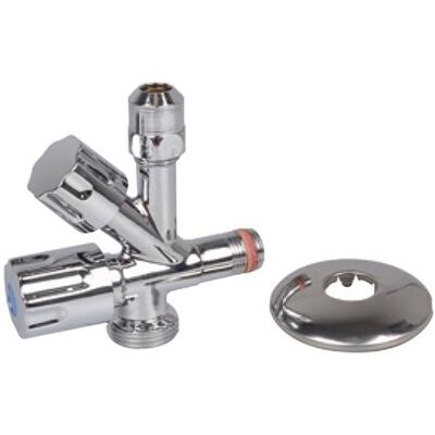 Kirchhoff haakse-apparaataansluiting, chroom, 3/8"et x 3/4"et x 3/8"et x 10 mmq, met terugslagklep, zelfdichtend - 98629500 Kirchhoff haakse-apparaataansluiting, chroom, 3/8"et x 3/4"et x 3/8"et x 10 mmq, met terugslagklep, zelfdichtend - 98629500