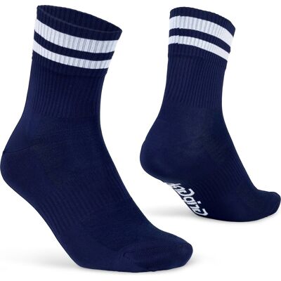 GripGrab - original stripes crew zomer fietssokken gestreepte retro wielersport sokken coolmax - unisex - navy blauw - maat s (38-41) GripGrab - original stripes crew zomer fietssokken gestreepte retro wielersport sokken coolmax - unisex - navy blauw - maat s (38-41)