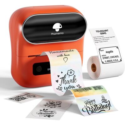 Phomemo m220 - bluetooth labelprinter - thermische label maker - draagbare printer - 203 dpi - voor barcode, adreslabels en bedrijfsetiketten - oranje Phomemo m220 - bluetooth labelprinter - thermische label maker - draagbare printer - 203 dpi - voor barcode, adreslabels en bedrijfsetiketten - oranje