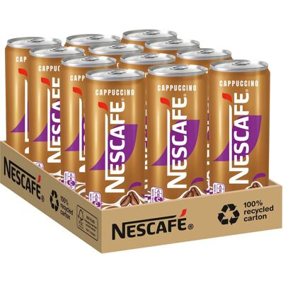 Nescafé - cappuccino ijskoffie - 12 blikken a 250ml Nescafé - cappuccino ijskoffie - 12 blikken a 250ml