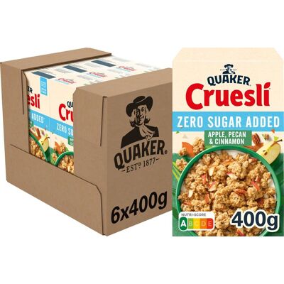 Quaker cruesli zero sugar added apple, pecan & cinnamon - ontbijtgranen - 6 x 400 gram Quaker cruesli zero sugar added apple, pecan & cinnamon - ontbijtgranen - 6 x 400 gram