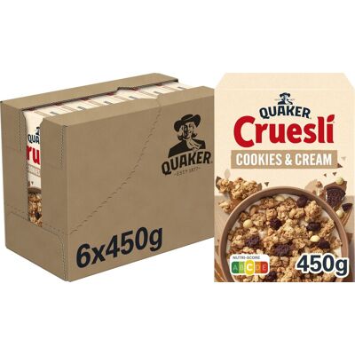 Quaker cruesli cookies & cream - ontbijtgranen - 6 x 450 gram Quaker cruesli cookies & cream - ontbijtgranen - 6 x 450 gram