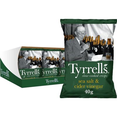 Tyrrells chips sea salt & cider vinegar 18 x 40 gram Tyrrells chips sea salt & cider vinegar 18 x 40 gram