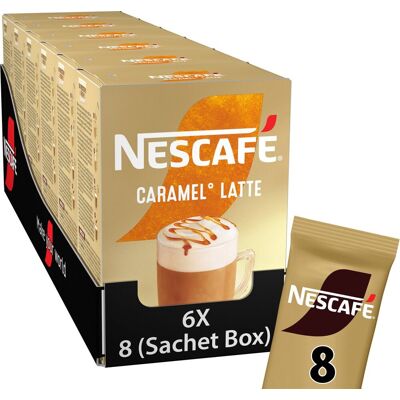 Nescafé caramel latte oploskoffie - 6 doosjes x 8 zakjes Nescafé caramel latte oploskoffie - 6 doosjes x 8 zakjes