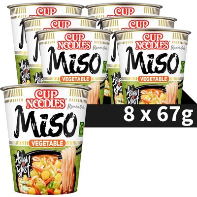 Nissin cup noodles - veggi miso noedels - instant noodles - vegetarisch - 8 stuks Nissin cup noodles - veggi miso noedels - instant noodles - vegetarisch - 8 stuks