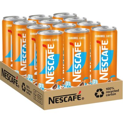 Nescafé Nescafe - latte caramel ijskoffie - 12 blikken a 250ml Nescafé Nescafe - latte caramel ijskoffie - 12 blikken a 250ml
