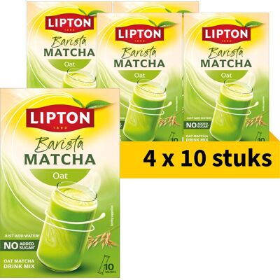 Lipton barista matcha oat - 40 sachets - matcha poeder met haver - 4 x 10 stuks - voordeelverpakking Lipton barista matcha oat - 40 sachets - matcha poeder met haver - 4 x 10 stuks - voordeelverpakking