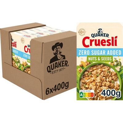 Quaker cruesli zero sugar added nuts & seeds - ontbijtgranen - 6 x 400 gram Quaker cruesli zero sugar added nuts & seeds - ontbijtgranen - 6 x 400 gram