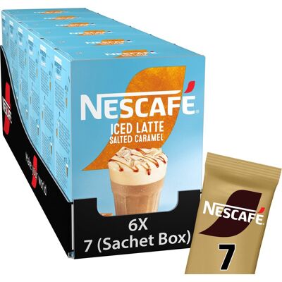 Nescafé gold iced salted caramel latte oploskoffie - ijskoffie - 6 doosjes à 7 zakjes Nescafé gold iced salted caramel latte oploskoffie - ijskoffie - 6 doosjes à 7 zakjes