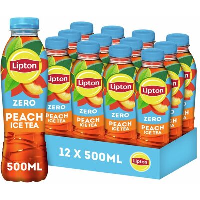 Lipton ice tea peach fles - zero sugar - zonder suiker - 12 x 500ml - voordeelverpakking Lipton ice tea peach fles - zero sugar - zonder suiker - 12 x 500ml - voordeelverpakking