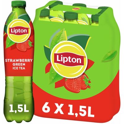 Lipton ice tea green fles - strawberry - laag in suiker - 6 x 1500 ml - voordeelverpakking Lipton ice tea green fles - strawberry - laag in suiker - 6 x 1500 ml - voordeelverpakking