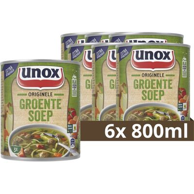 Unox soep in blik - originele groentesoep - gemaakt met soepballen, vermicelli en verschillende soorten groenten - 6 x 800 ml Unox soep in blik - originele groentesoep - gemaakt met soepballen, vermicelli en verschillende soorten groenten - 6 x 800 ml