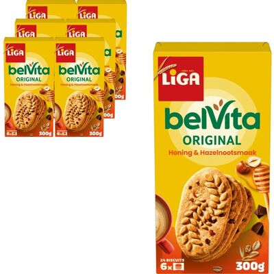 Liga belvita koekjes honing & hazelnoot - doos 6 x 300g - koek - koeken voor onderweg of werk en kantoor Liga belvita koekjes honing & hazelnoot - doos 6 x 300g - koek - koeken voor onderweg of werk en kantoor