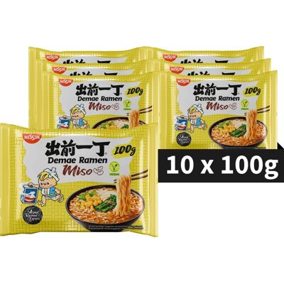 Nissin demae ramen - veggie miso noodles bowl - instant noedels - vegan - 10 stuks Nissin demae ramen - veggie miso noodles bowl - instant noedels - vegan - 10 stuks