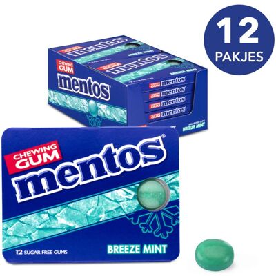 Mentos kauwgom breeze mint suikervrij blister (12 stuks) Mentos kauwgom breeze mint suikervrij blister (12 stuks)