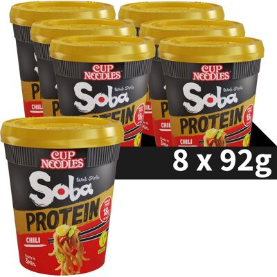Nissin soba cup noodles protein - chili wok style noedels met eiwit - instant noodles - 8 stuks Nissin soba cup noodles protein - chili wok style noedels met eiwit - instant noodles - 8 stuks