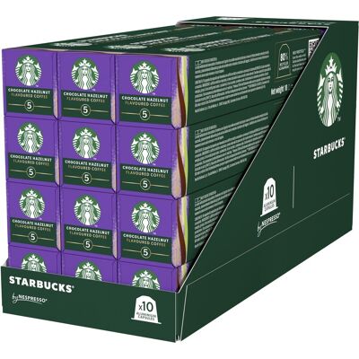 Starbucks by nespresso capsules chocolate hazelnut - 10 koffiecups x 12 doosjes Starbucks by nespresso capsules chocolate hazelnut - 10 koffiecups x 12 doosjes