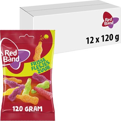 Red Band frisse flesjes - snoep - lekker zuur - 12x120g Red Band frisse flesjes - snoep - lekker zuur - 12x120g